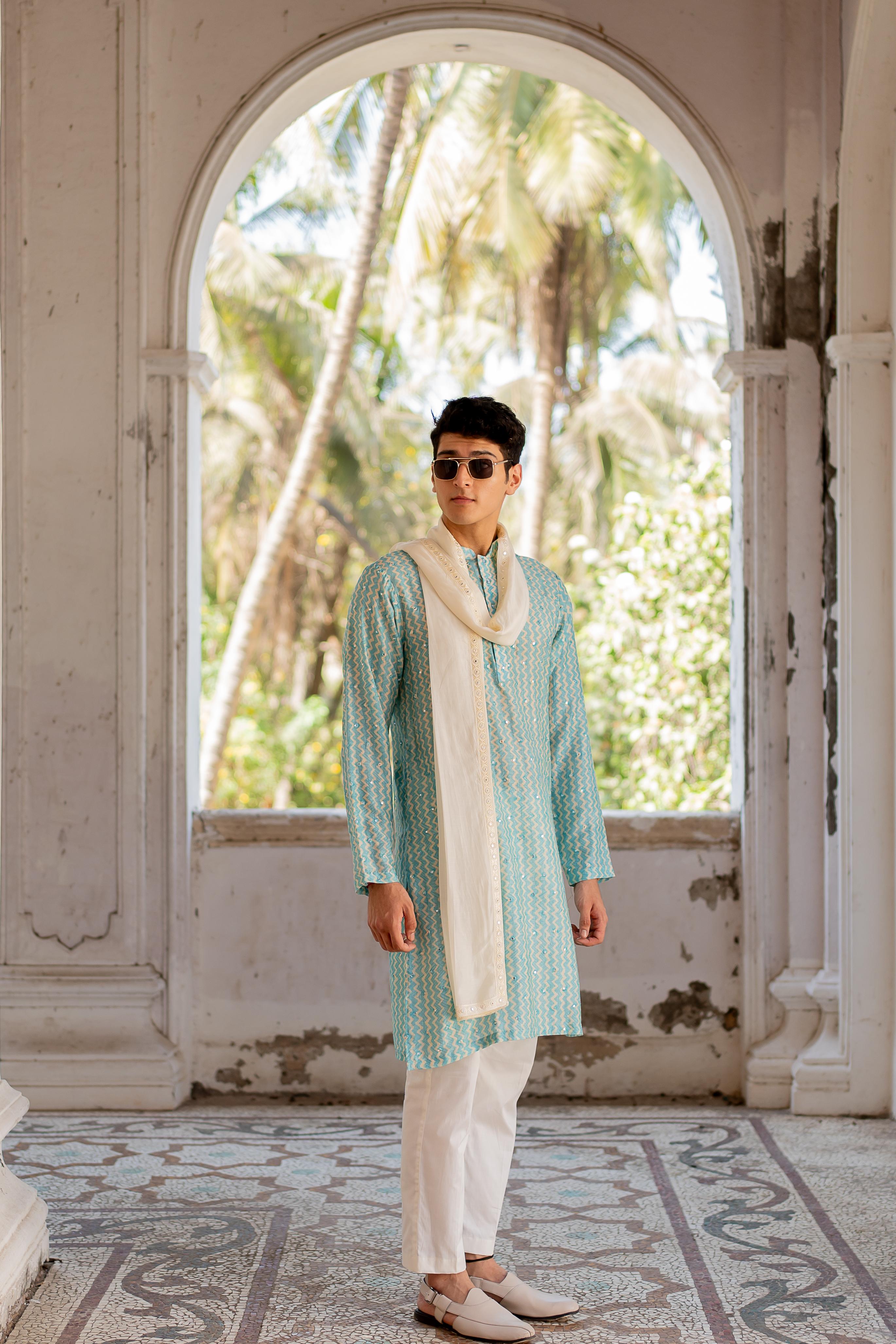 Dusty Pink Digital Printed Kurta with Off White Pants