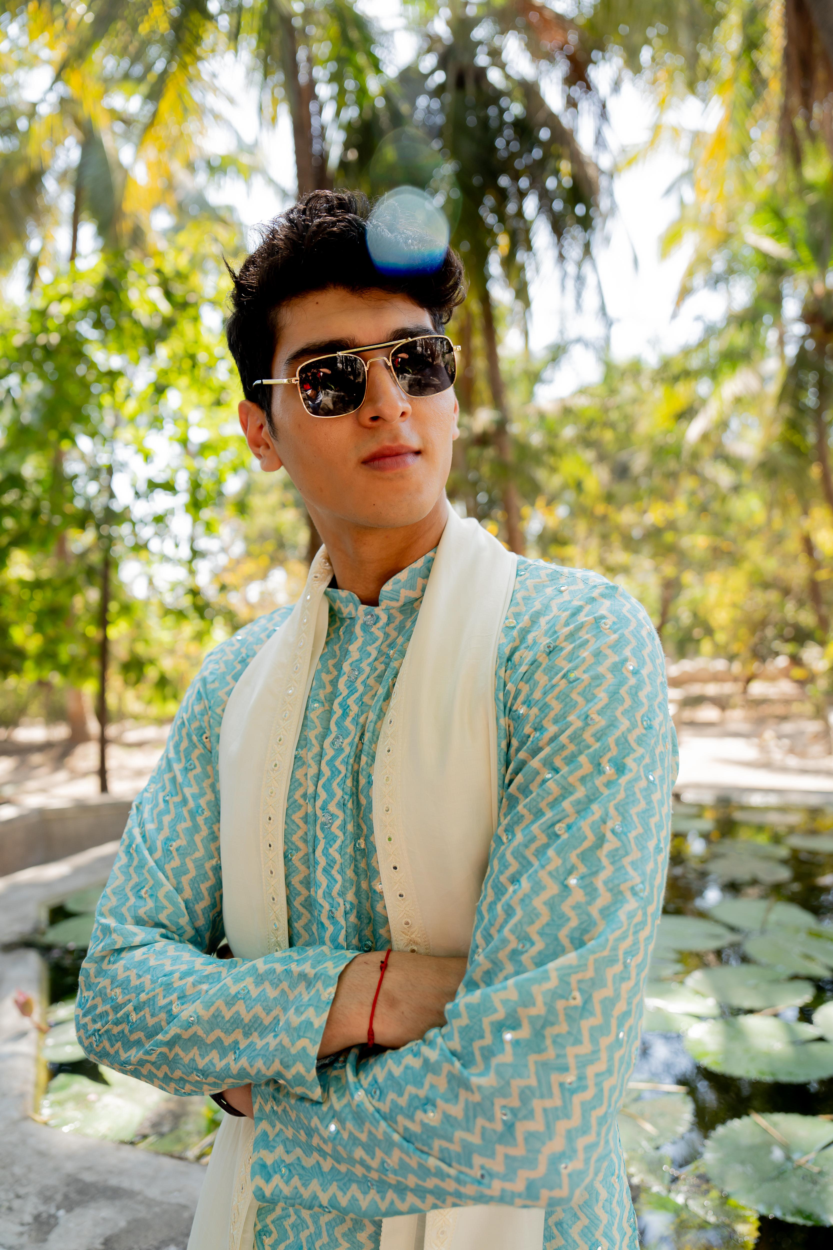 Dusty Pink Digital Printed Kurta with Off White Pants