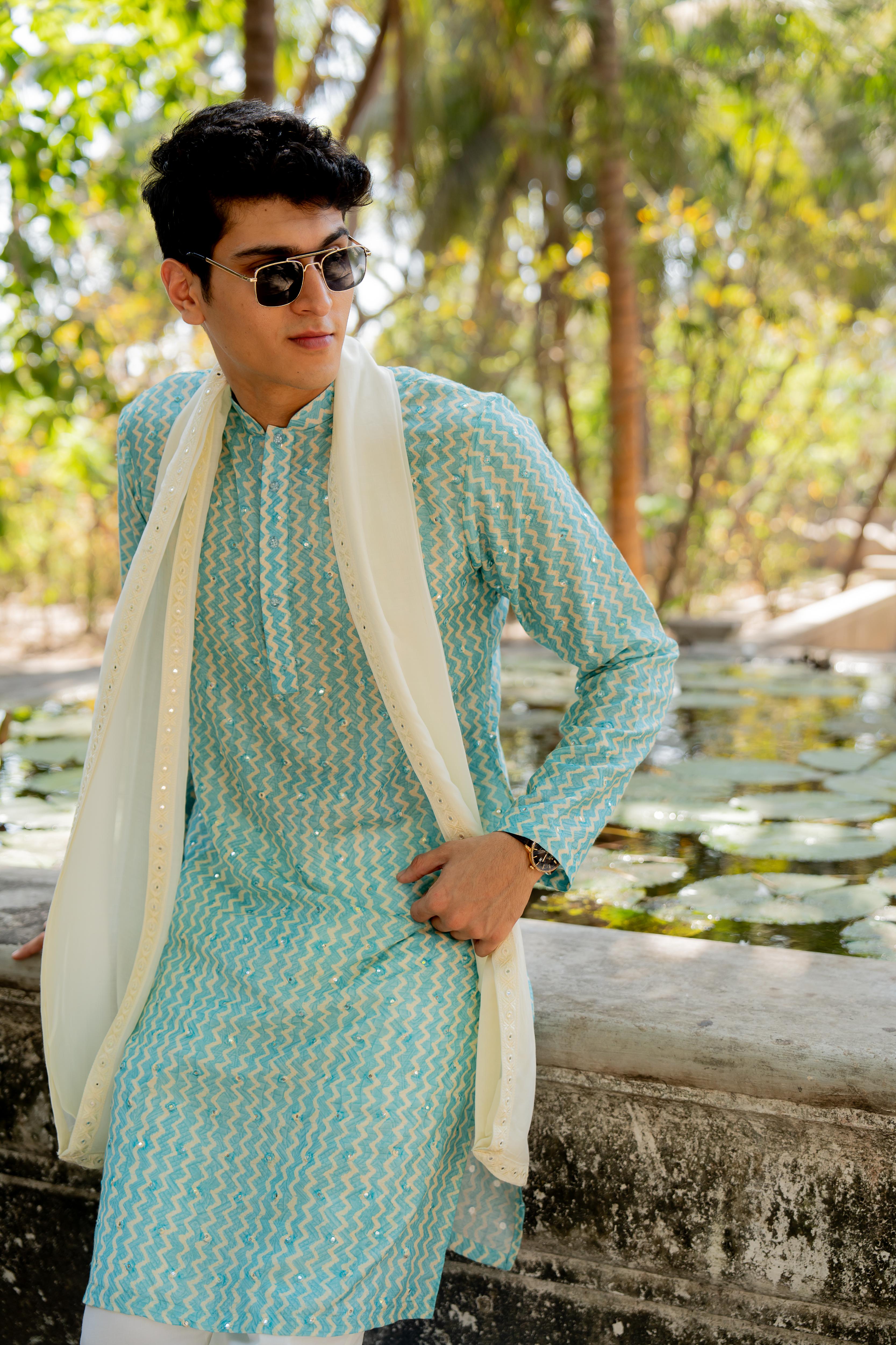 Dusty Pink Digital Printed Kurta with Off White Pants