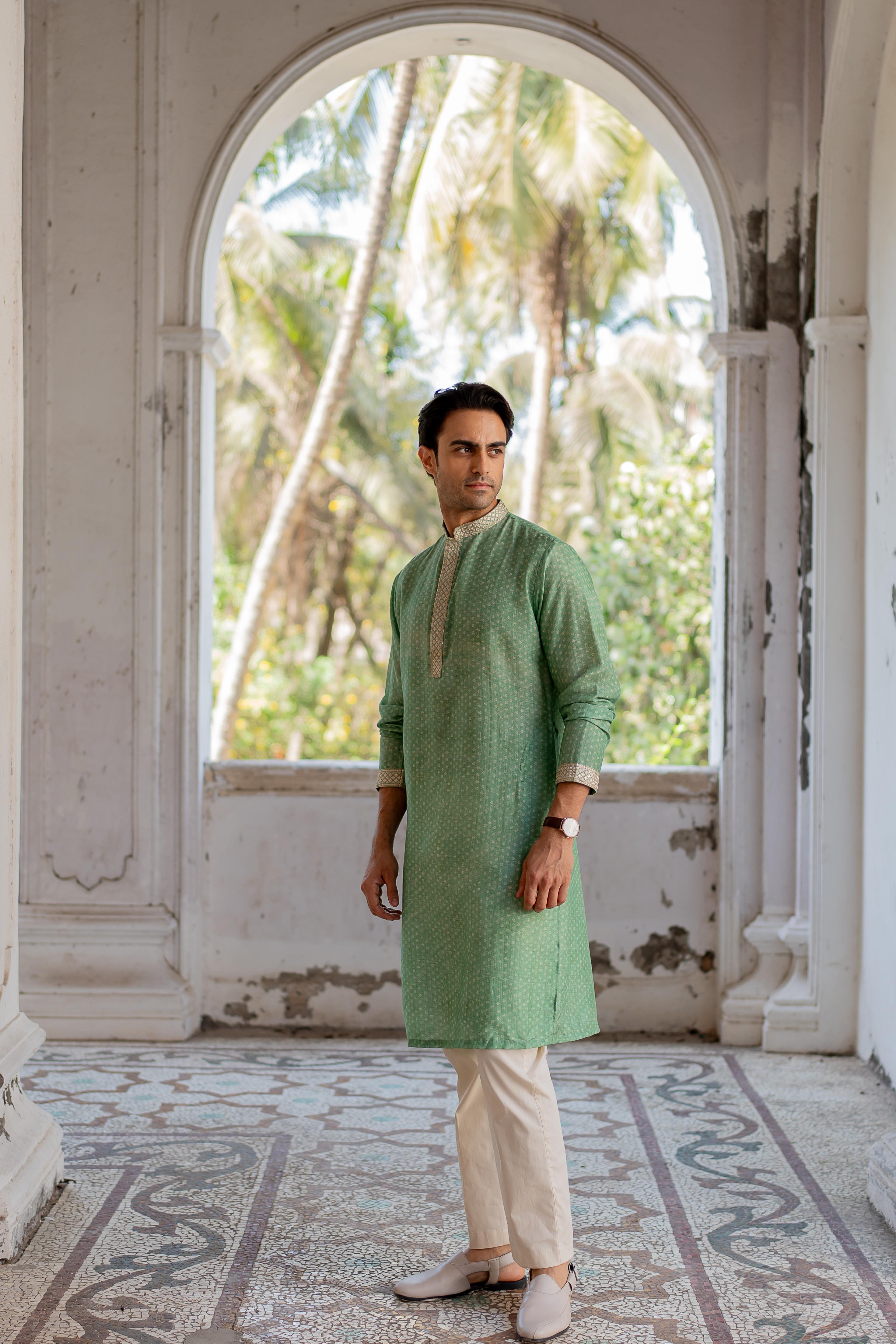 Pista Digital Printed Kurta with Off White Pants