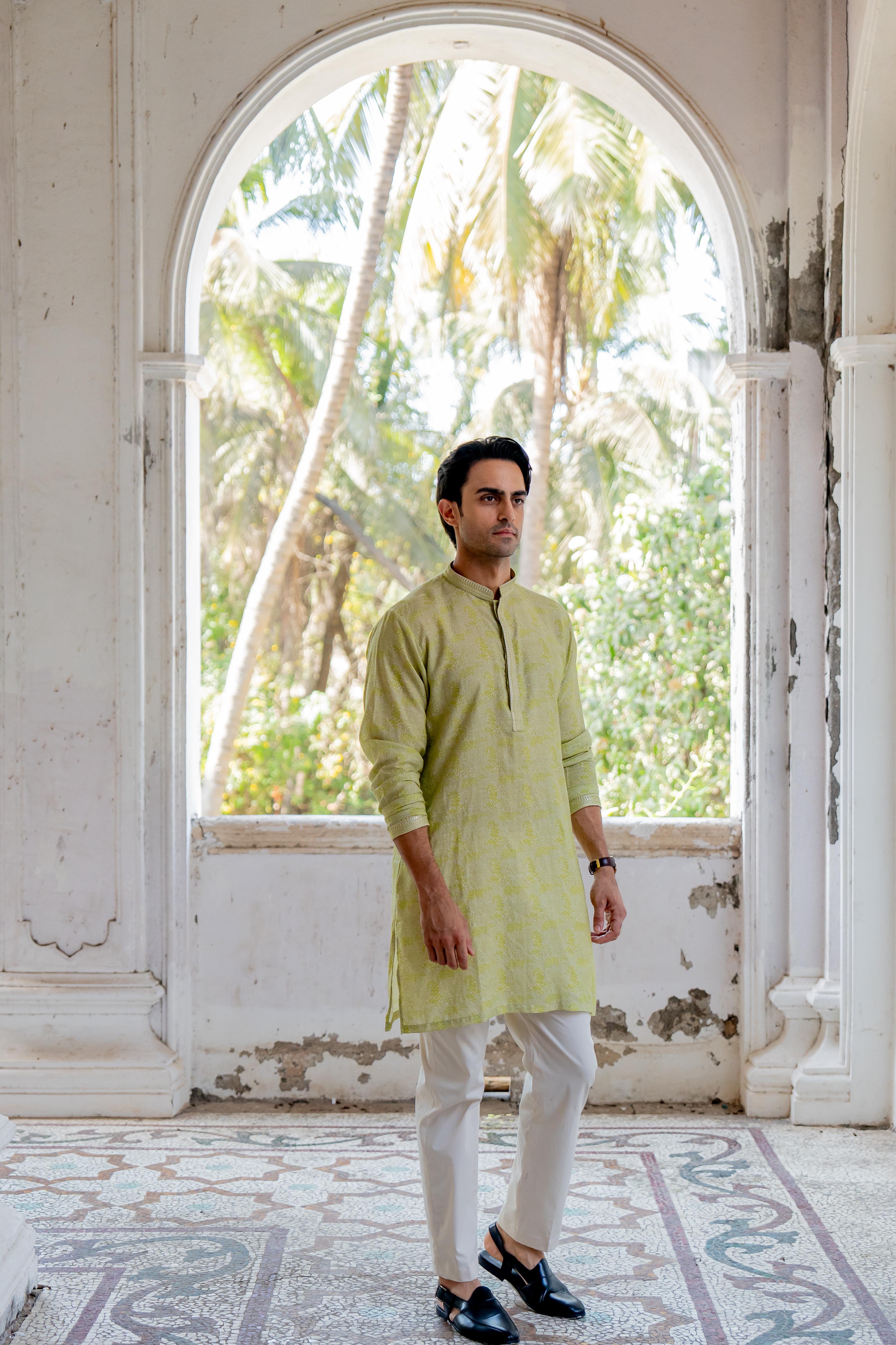 Citrus Digital Printed Kurta with Off White Pants