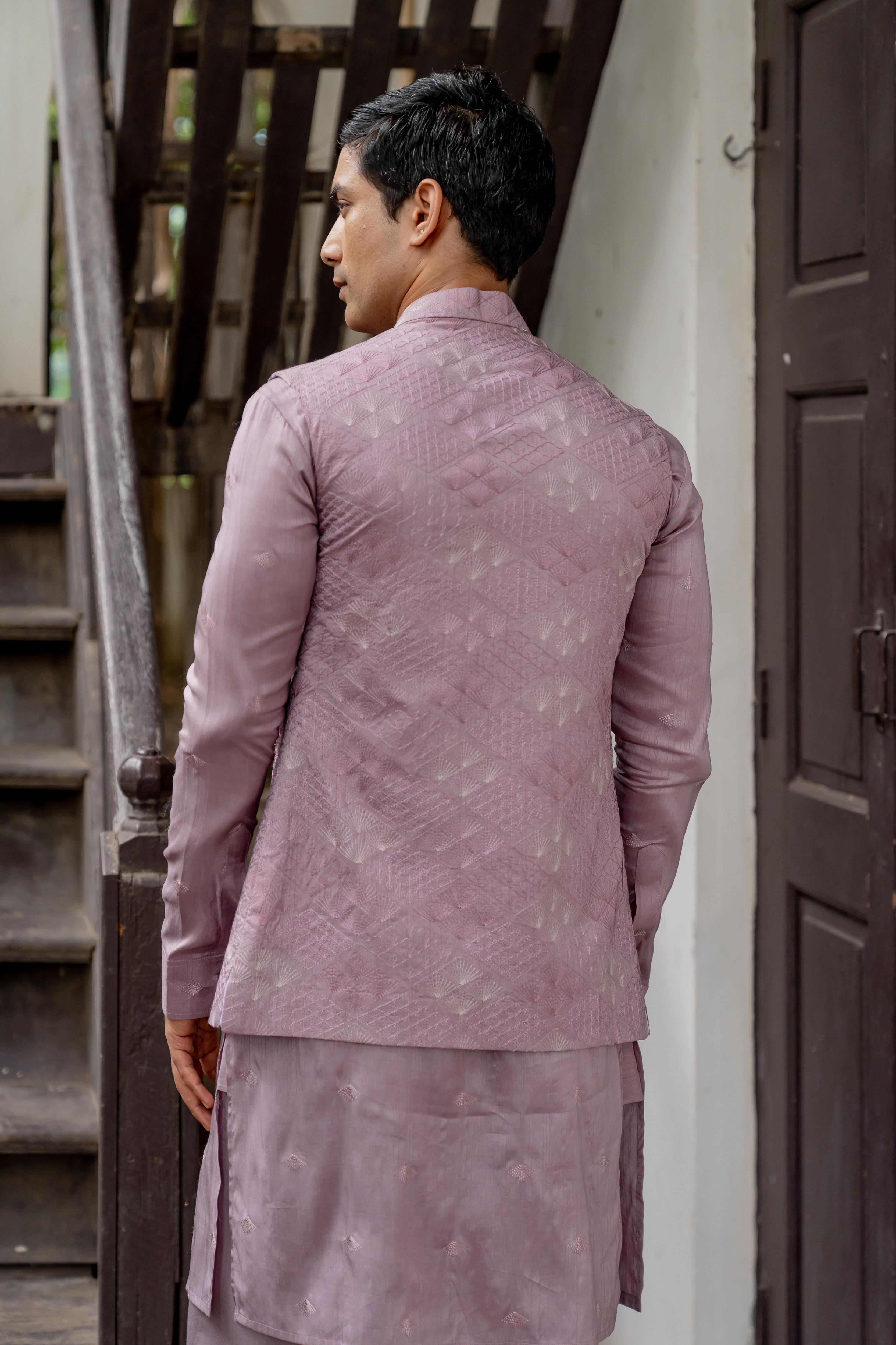 Dusty Purple Tusser Silk Ensemble