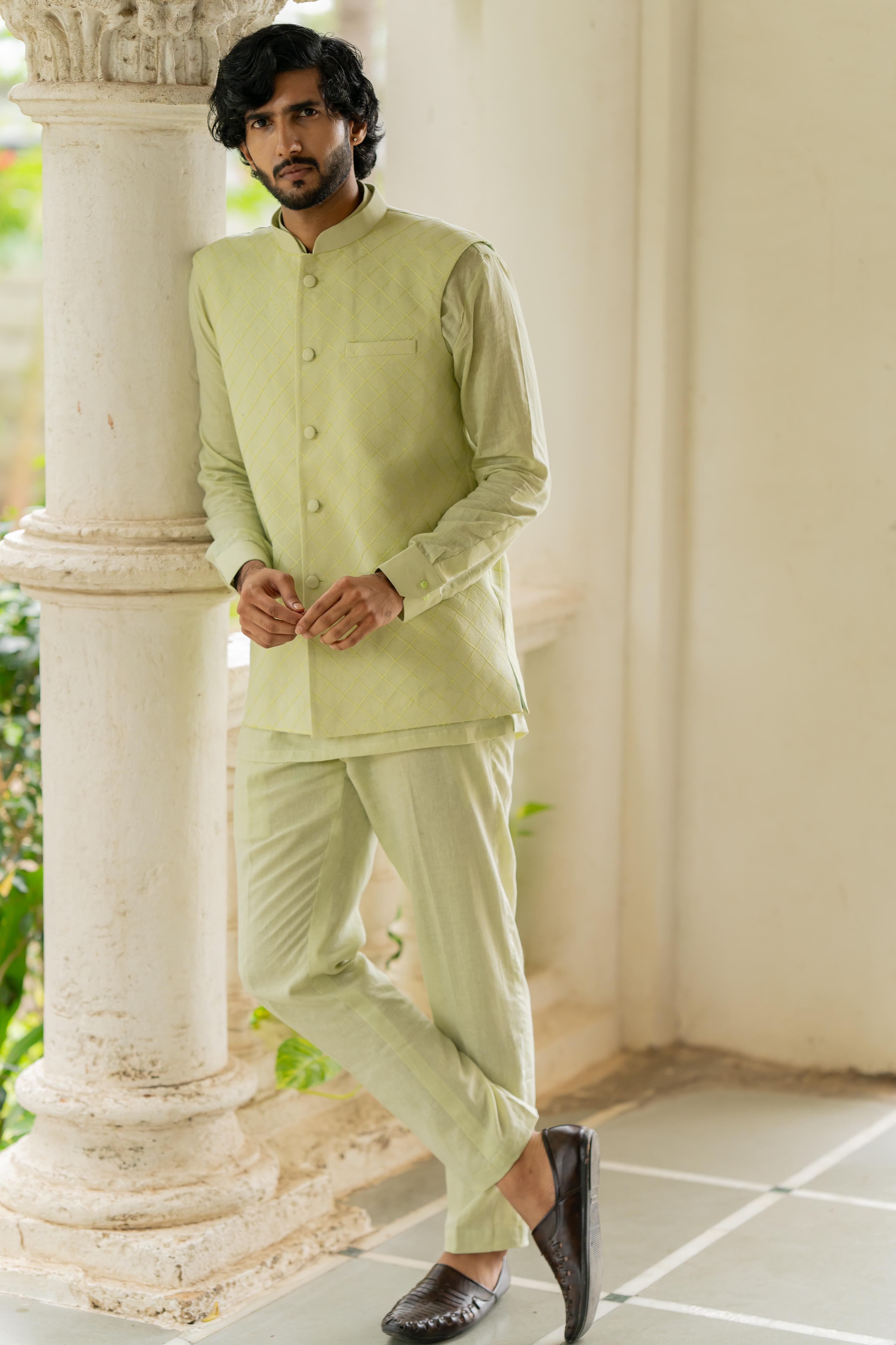 Pista Linen Ensemble with Pashmina Stole